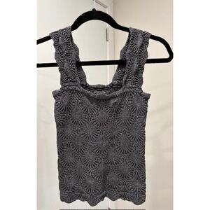 Intimately Free People Sunburst Textured Knit Tank Top Charcoal Grey M/L